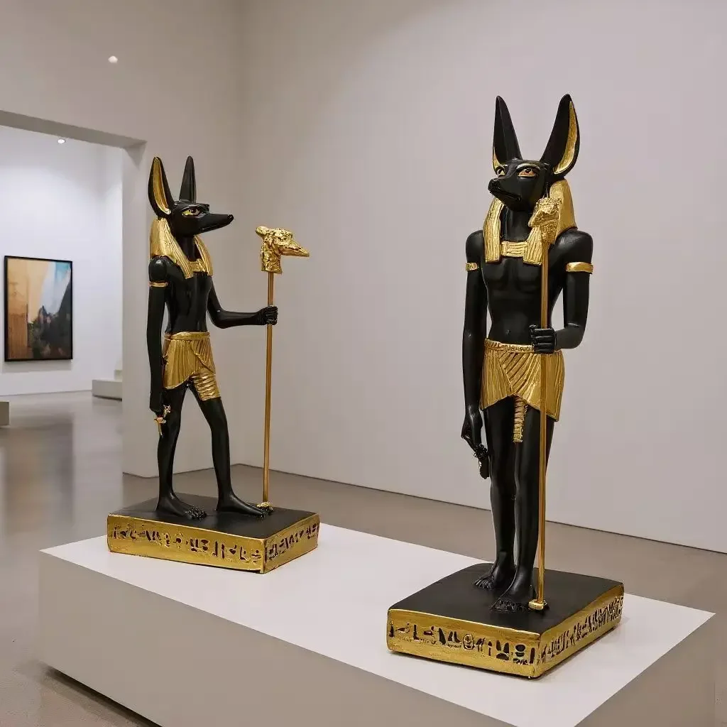 Anubis Statue Egyptian God of Death Mummy Sculpture Resin Figurine Home Office Decor Gift for Mythology Lovers Halloween Gift