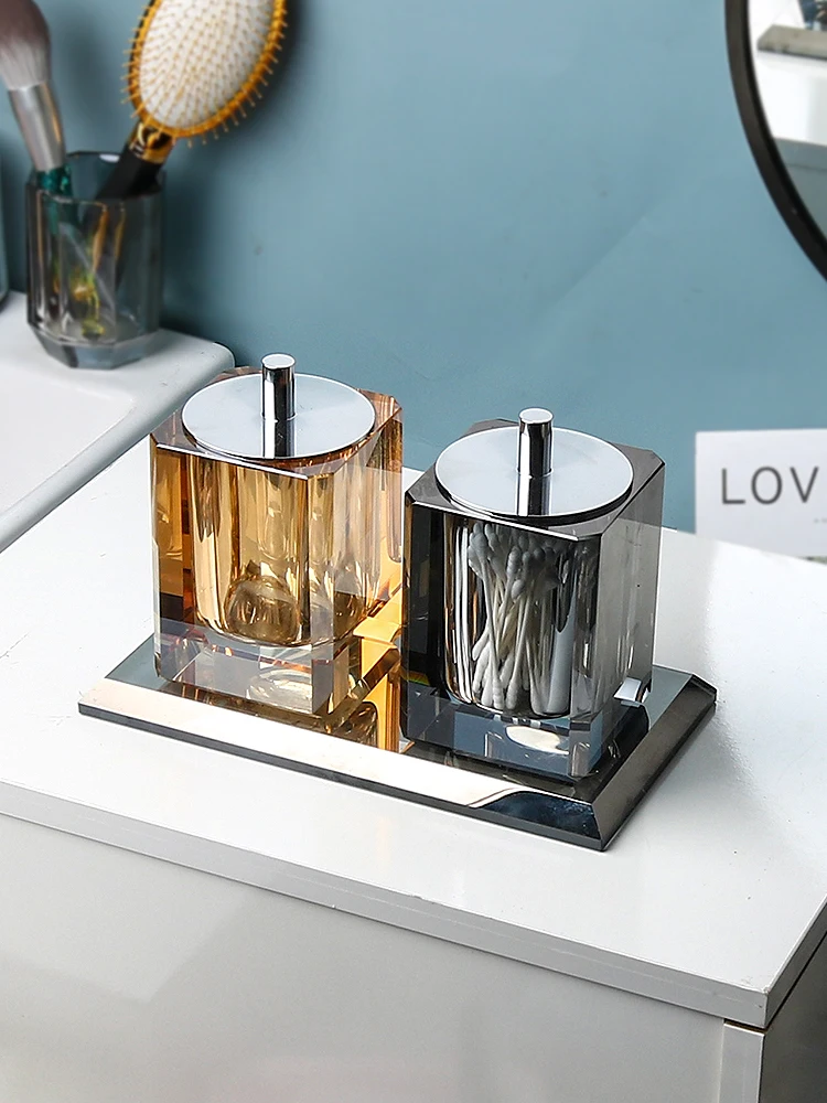 Creative Crystal Toothpick Box Storage Tank Cotton Swab Box Modern Simple Room Toilet Washstand Restaurant Toothpick HolderZC739