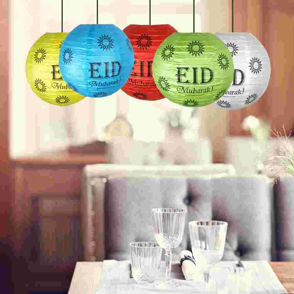 5 pçs ramadan lanterna festival atmosfera lanternas pendurado pingente decorativo prop eid mubarak papel