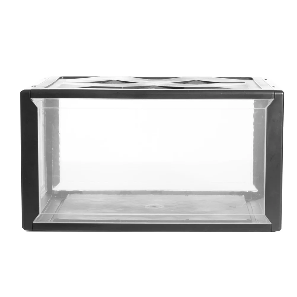 

1Pcs Transparent Plastic Shoes Storage Box Black Assembly Design Ergonomic Handle Quick Find Shoes Home Store Use