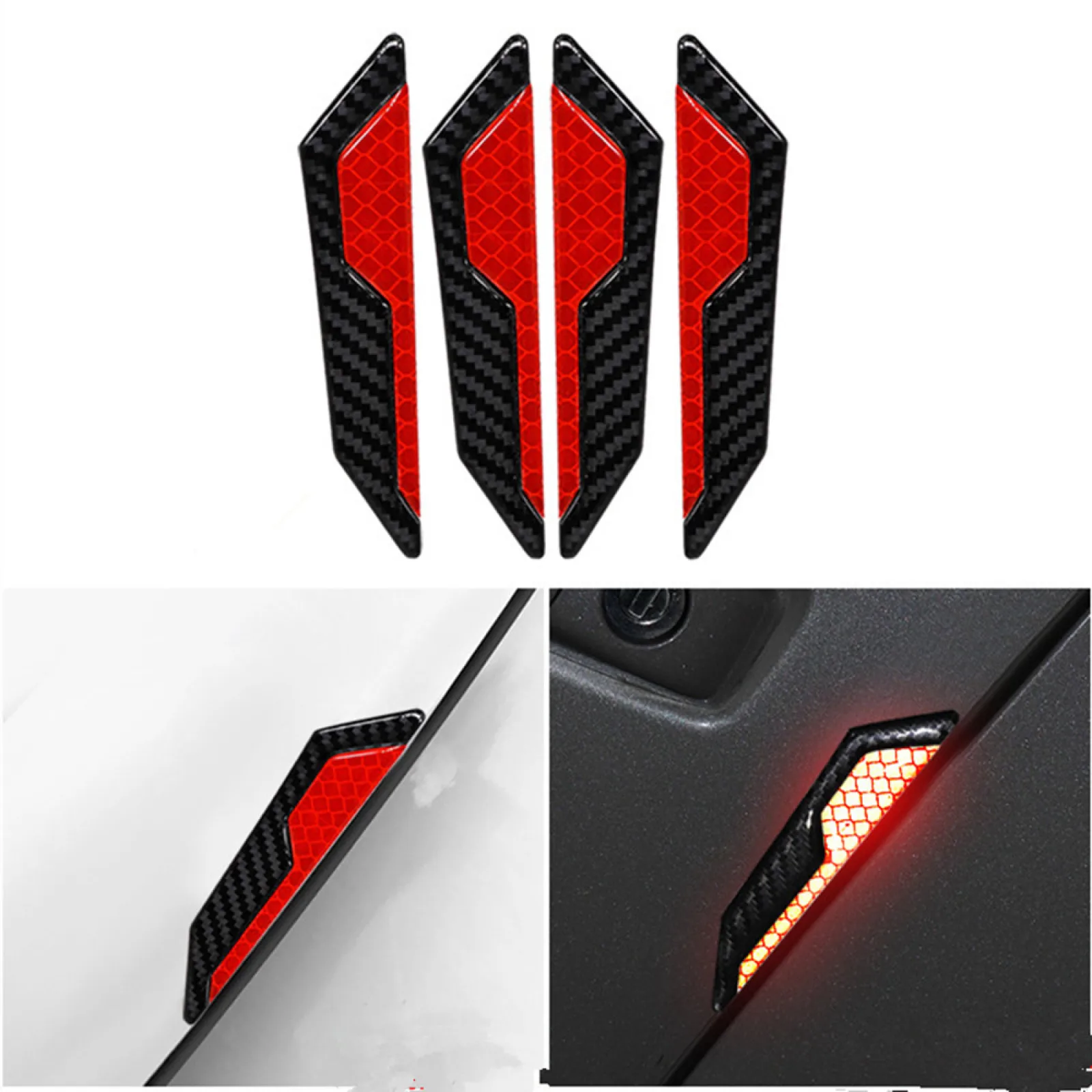 

4Pcs/Set Car Door Reflective Sticker Warning Tape Car Reflective Strips Safety Mark Car-styling Decoration Warning Auto Stickers