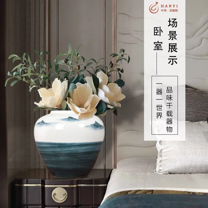 DSACeramic new Chinese-style zen vase flower insert desktop ornament entrance living room TV cabinet home decoration