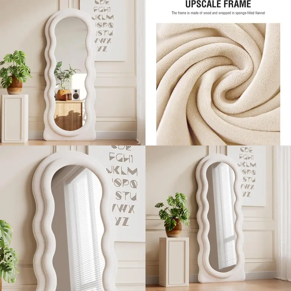 Full-Length Wavy Mirror, 63 x 24, Versatile for Hanging or Leaning, Wall-Mounted Distressed Style