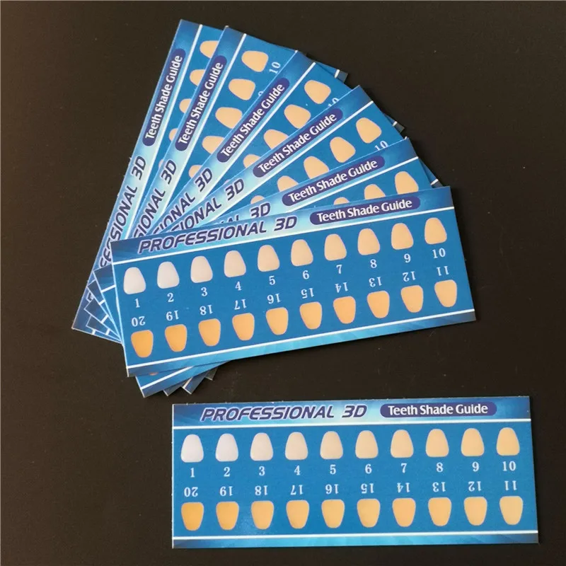 100pcsTeeth Whitening Paper Shade Guide,DENTAL 3D Shade Guide/20colors,Tooth Whitening Shade Guide