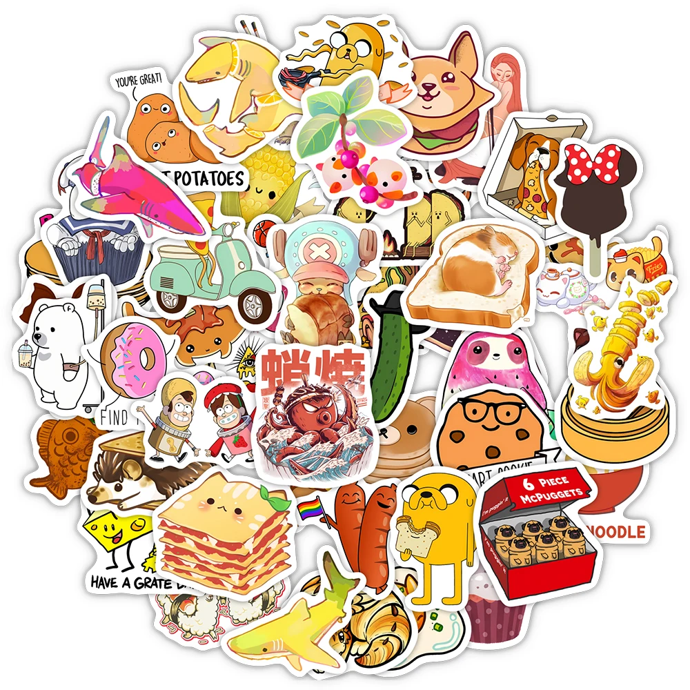 

Cute Funny Food Cartoon Sticker Scrapbooking Material for Decoration DIY Notebook Toys for Kids Luggage Luggage Waterproof