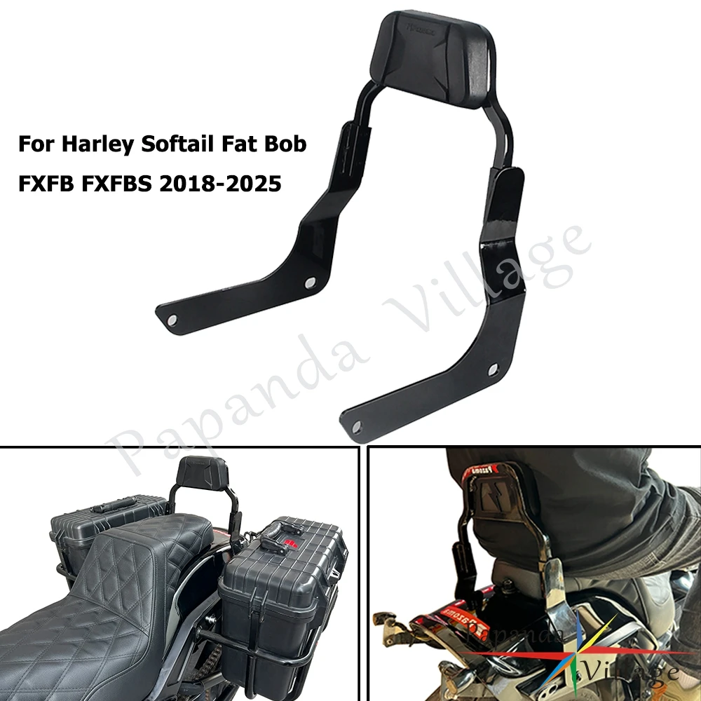 

Club Style Passenger Backrests Low profile Fixed Mini Sports Sissy Bar Kits For Harley Softail Fat Bob 114 FXFBS FXFB 2018-2025