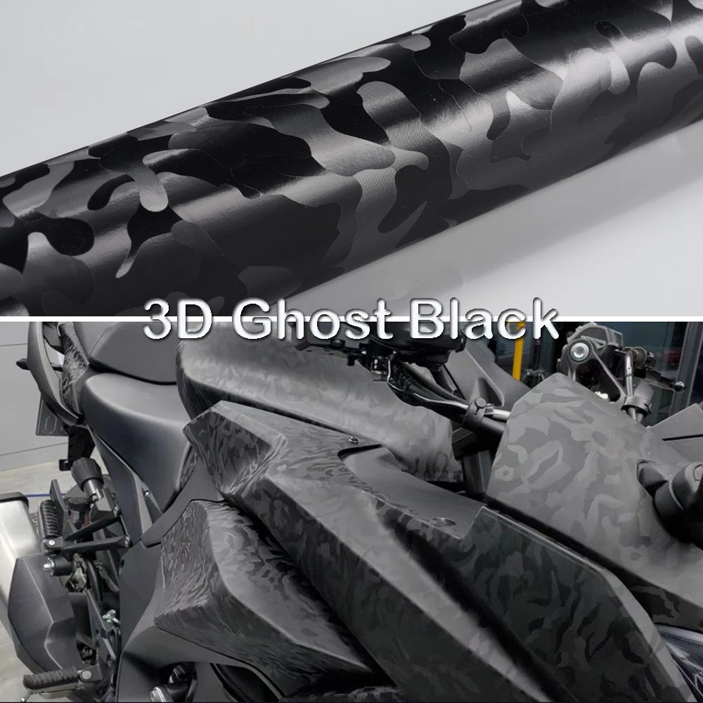 

60cm/90x152cm 3D Ghost Black Camouflage Vinyl Wraps Stickers Motorcycle Decals Car Interior Exterior Bumper Spoiler Roof Film