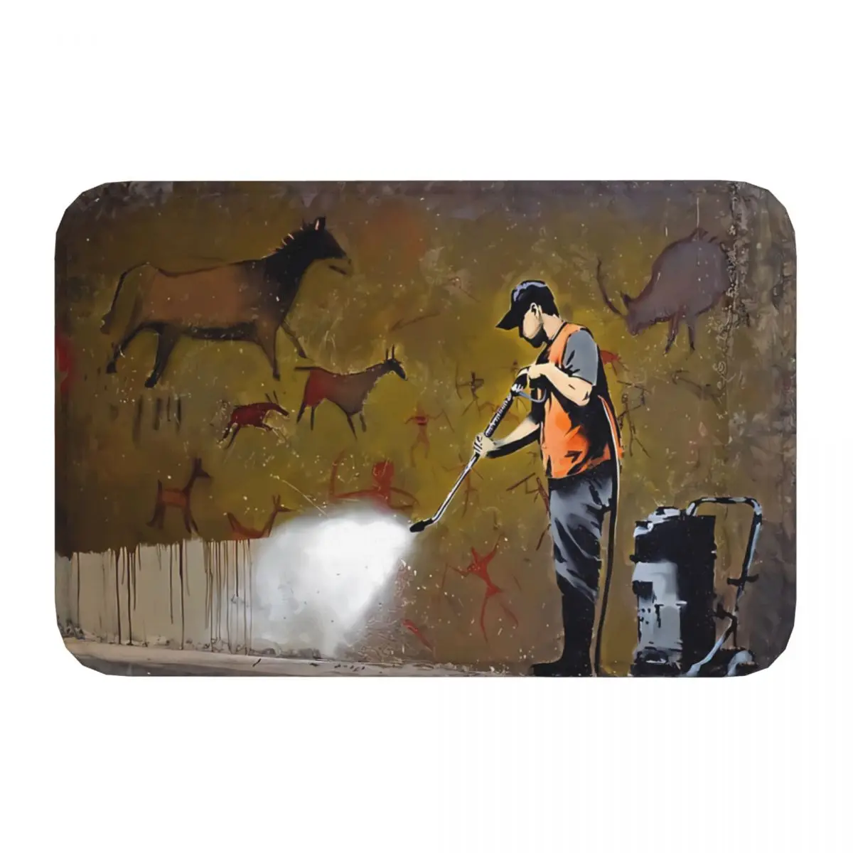 Council Worker By Banksy Meme Y2K Non-slip Rug Doormat Living Room Mat Balcony Carpet Home Decorative