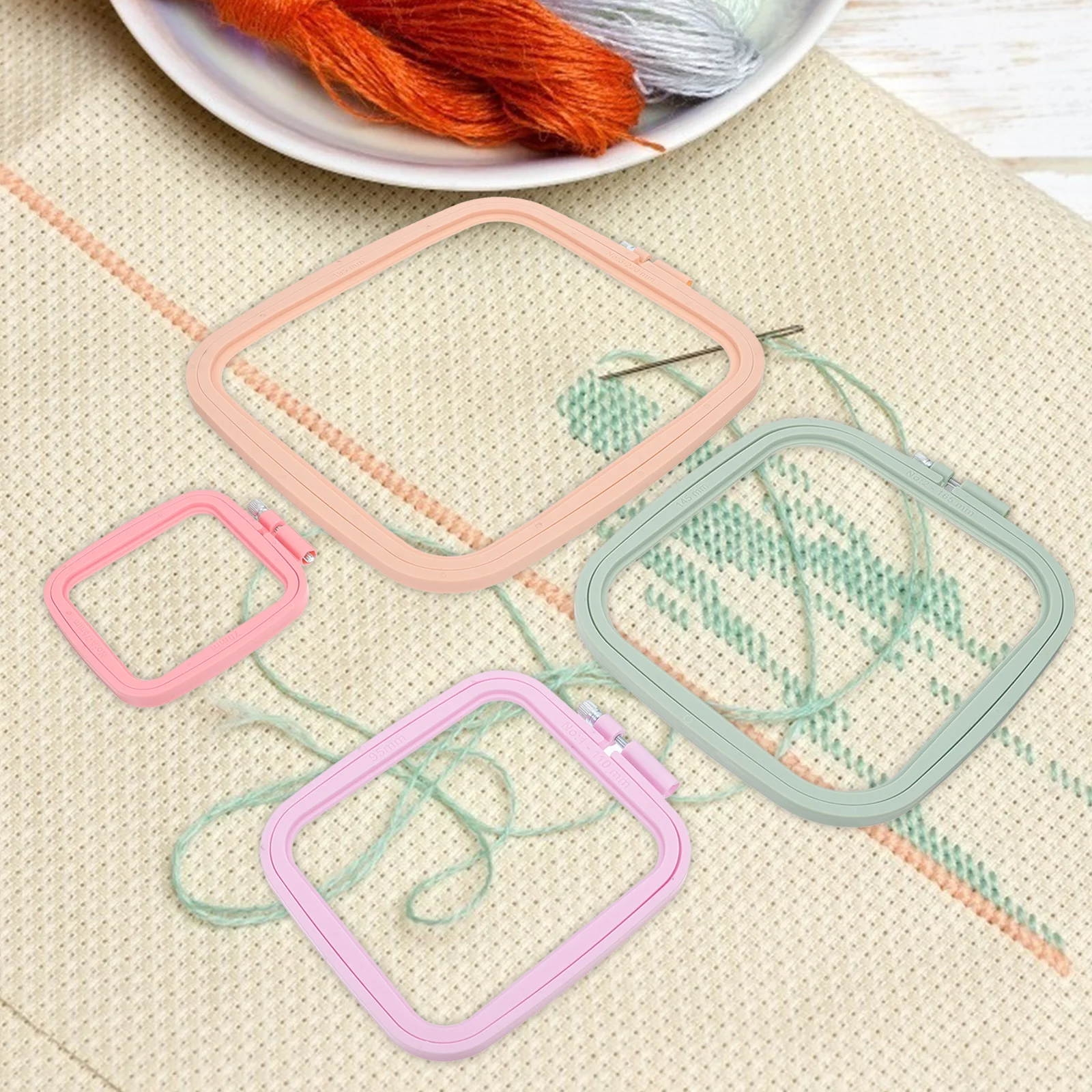

4 Pieces Sewing Hoops Cross Stitch Frame Embroidery Supplies Plastic Needlework