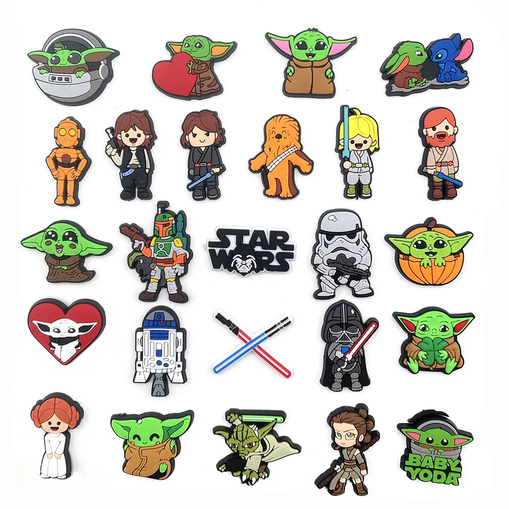 1-50pcs Disney Star Wars Yoda Shoe Charm for Drnaments Sandals Accessories PVC Decorations Wrist Strap Kids Gift