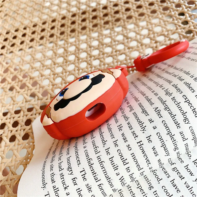 Super Mario Case for Apple AirPods 1 2 3 Airpod Pro 3D Mushroom Keychain Wireless Earphone Bluetooth Headset Case Silicone Cover