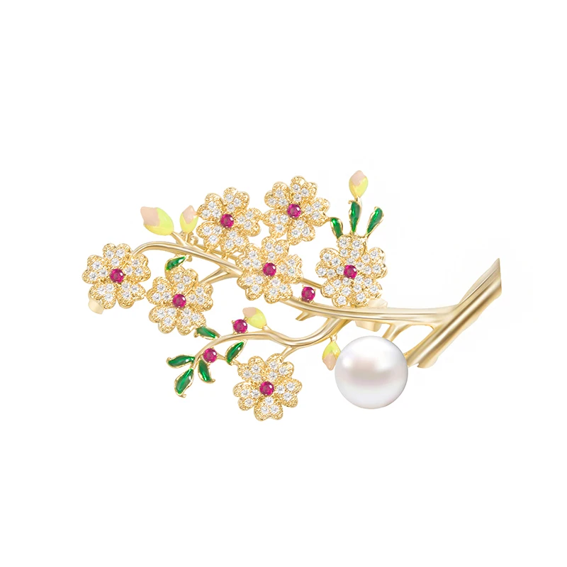 YYSuniee Elegant Cold Plum Blossom Flower Brooches For Women Corsage Luxury Wedding Office Bouquet Pins New Year Jewelry Gifts