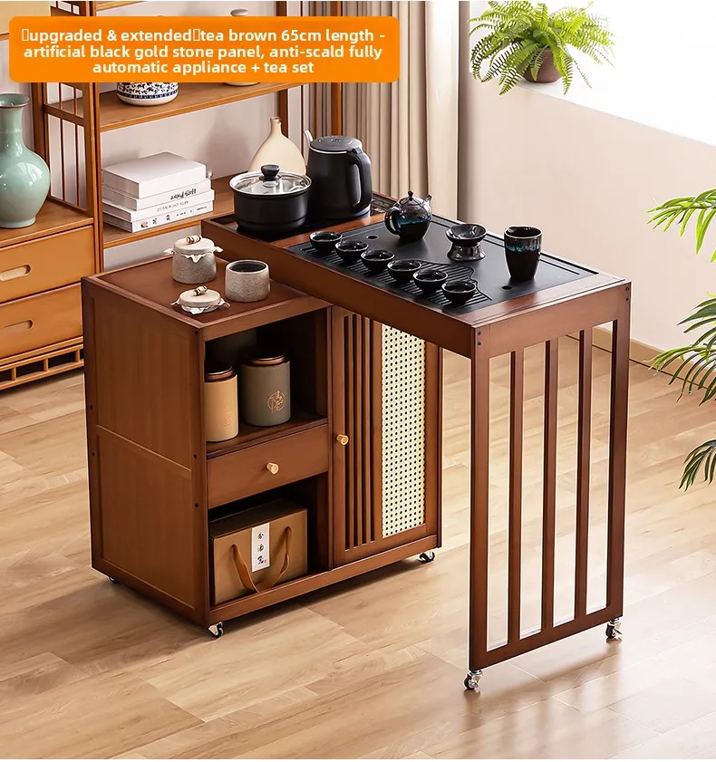 2025 Hot Selling Portable Tea Table with Heating Kettle for Home Balcony Tea Ceremony