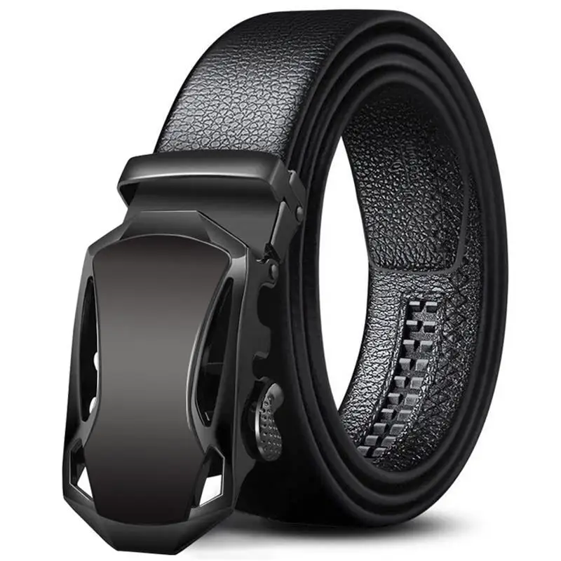 

Business Men's Belt Workplace Suit Belt For Men Black Alloy Automatic Buckle PU Leather Waistband Wholesale