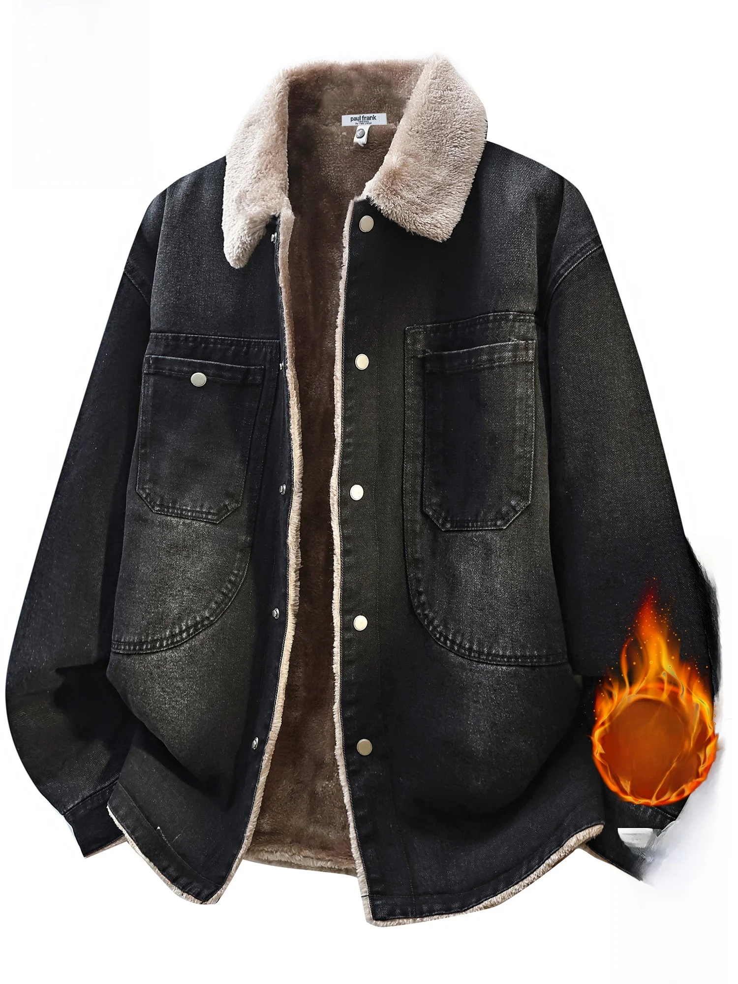 

PaulFrank Retro Collar Warm Jaet Men's Winter Casual Loose Couple Outerwear Youth ular Cotton Polyester Blend Fabric