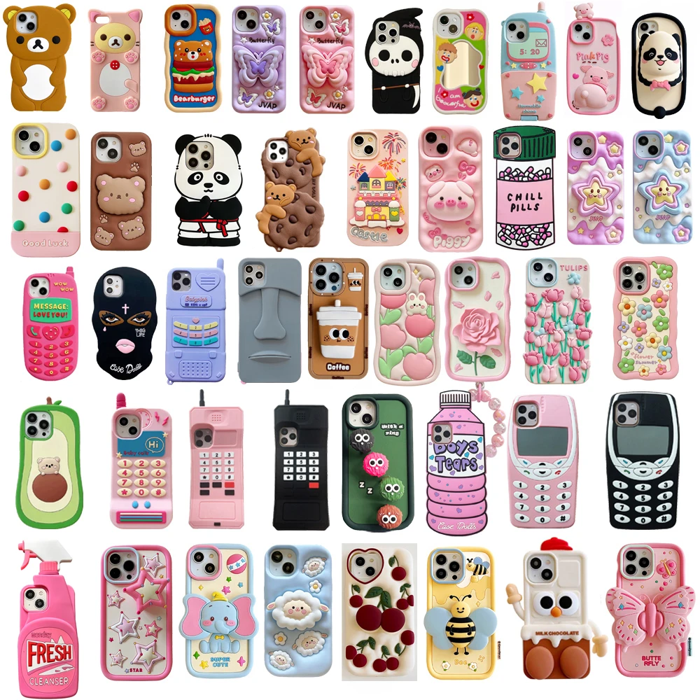 

For iPhone 13, 13Pro, 13promax,3D soft silicone case for iPhone, shockproof Cover, shockproof skin shell, cute cartoon animal
