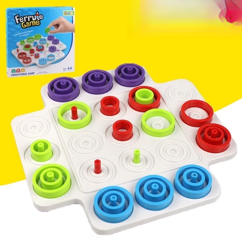 

Ferrute Tic Tac Toe Battle Game Colorful Ring Stacking EducatStrategy Board Game For Family Party Gathering Adult Players