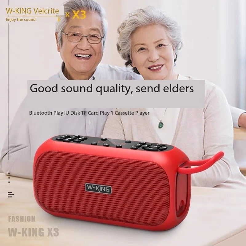 W-king-caja de sonido con pantalla LED, Radio FM Digital, altavoz inalámbrico con Bluetooth, función de grabación, reproductor MP3 portátil para exteriores, Boombox