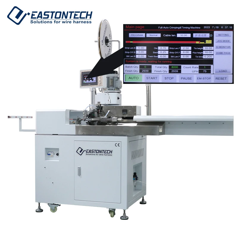 EW-8180 Fully Automatic Five Line Cutting Stripping and Tinning Terminal Crimp Machine Crimping Soldering Wire Tinning Machine