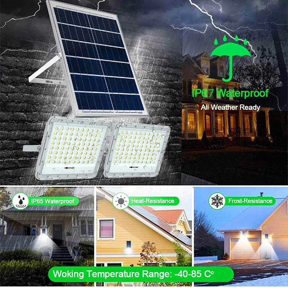 200/400/600W Outdoor LED Solar Power Projection Lamp Bright Rainproof Yard Lamp Indoor Household Roof/courtyard Remote Control