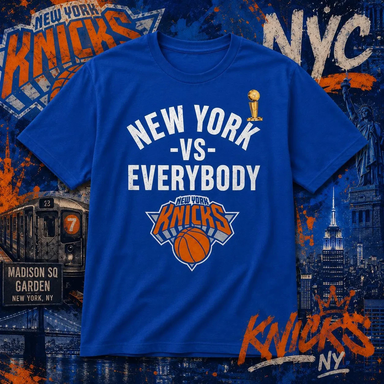 New York Vs Everybody Basketball Champions T-shirt Men Women Summer Cotton Clothing Round Neck Short Sleeved Shirt Streetwear