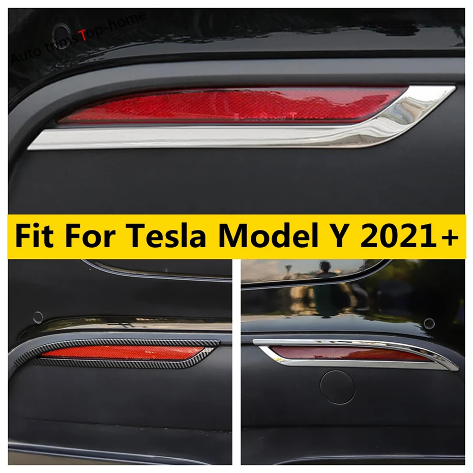 

Rear Bumper Fog Light Lamp Eyelid Eyebrow Stripes Decoration Frame Cover Trim Fit For Tesla Model Y 2021 2022 Car Accessories