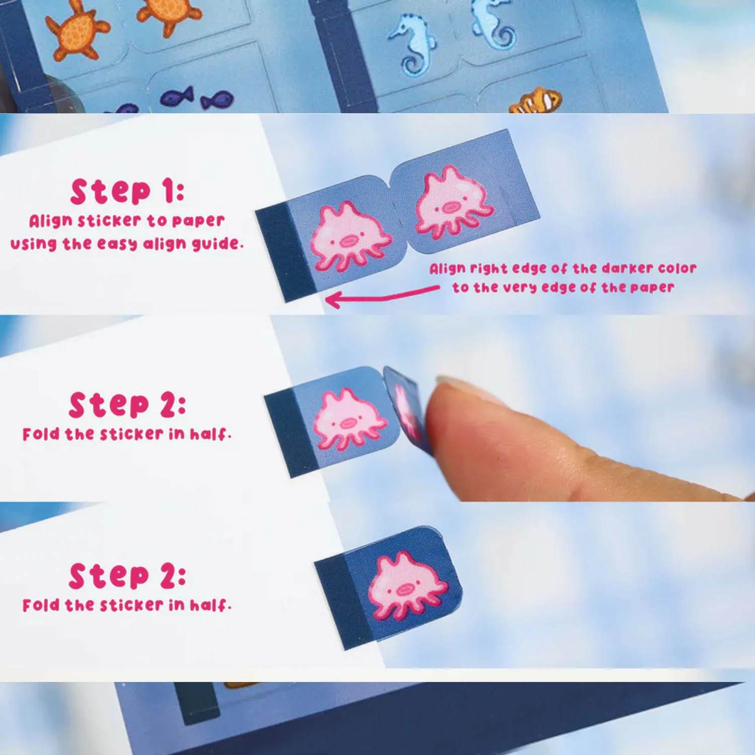 Sea Creature Lil Tab Stickers,Cute Sea Creature Buddy Lil Tabs Stickers for Organizing,Cute Index Tab Stickers For Notebooks