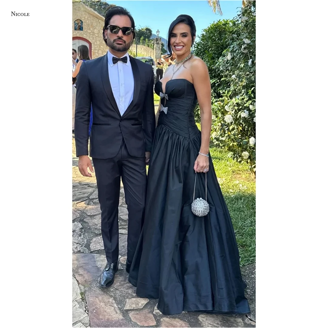 

Nicole Line A Evening Dresses for Special Occasions Black Prom Gown Custom Made Butterfly Card Luxury Prom Dress 2025 Ball Gowns