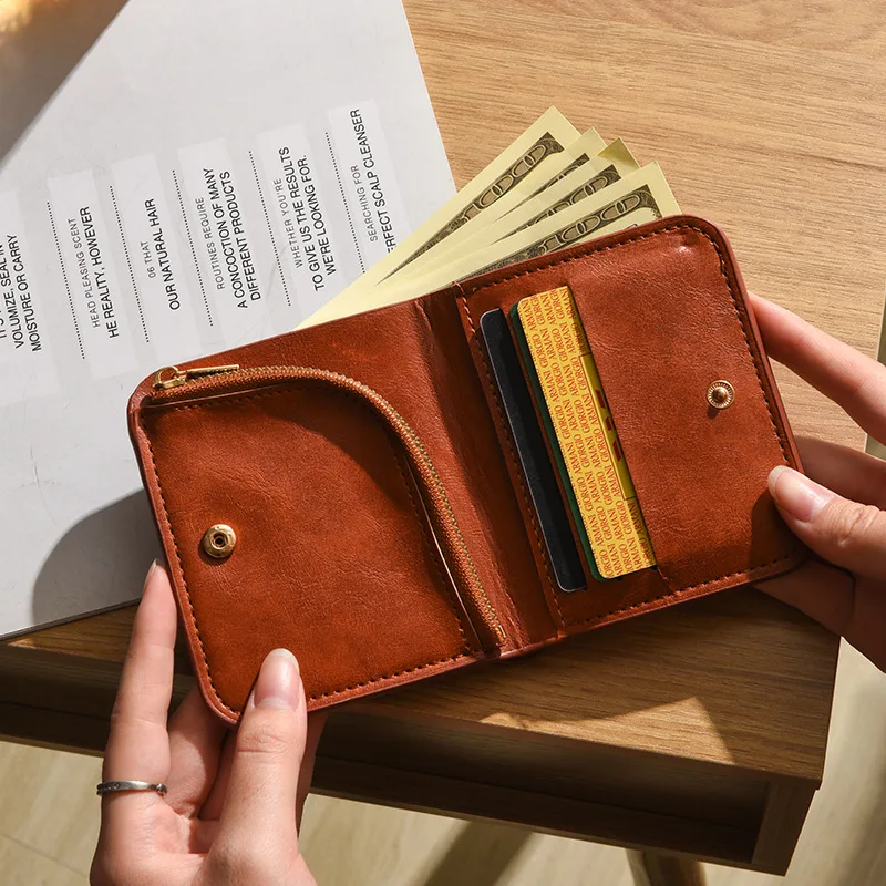 Vintage Hand-Dyed Full-Grain Leather Men’s Wallet – Worn-Out Design with Split Design and Coin Pocket