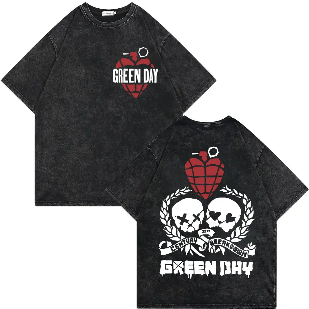

Vintage Washed Green Day Tour 2025 Merch T Shirt Men Women Clothing Rock Hip Hop T-shirt Summer Casual Fashion Loose T-shirts