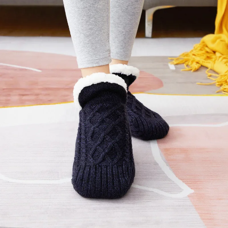 Children Floor Socks Thick Velvet  Winter Women Men Slippers Family Bottom Indoor Home Shoes Boys Girls Non-slip Socks