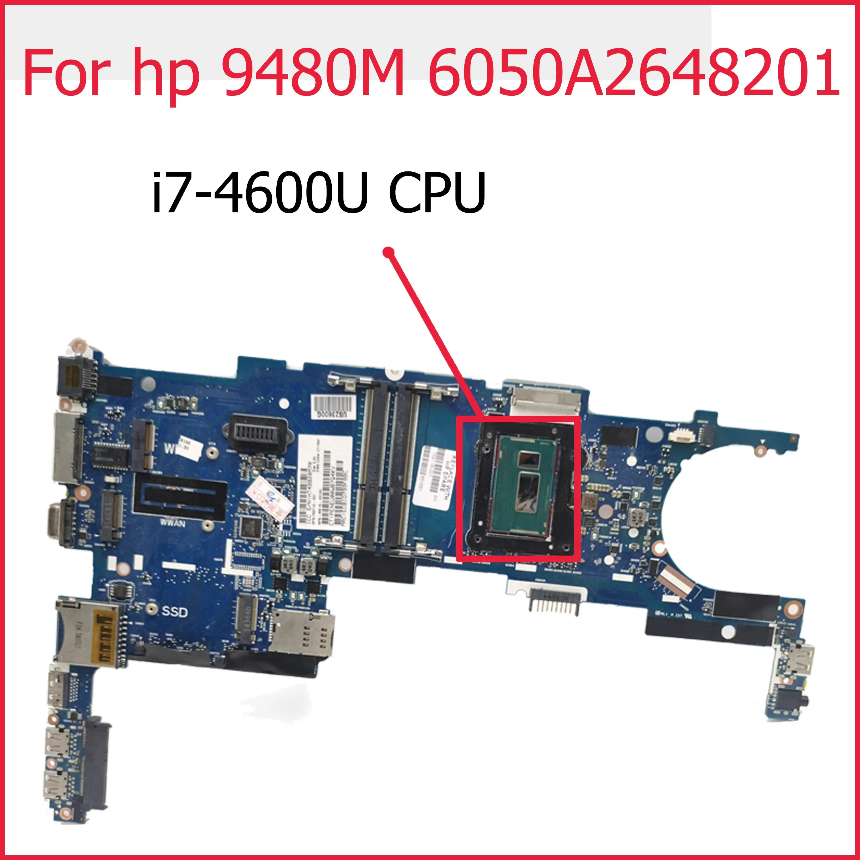 

For HP 9480M Laptop Motherboard 6050A2648201 769718-601 769719-601 I5-4310U i7-4600U Notebook Mainboard EliteBook Tested OK