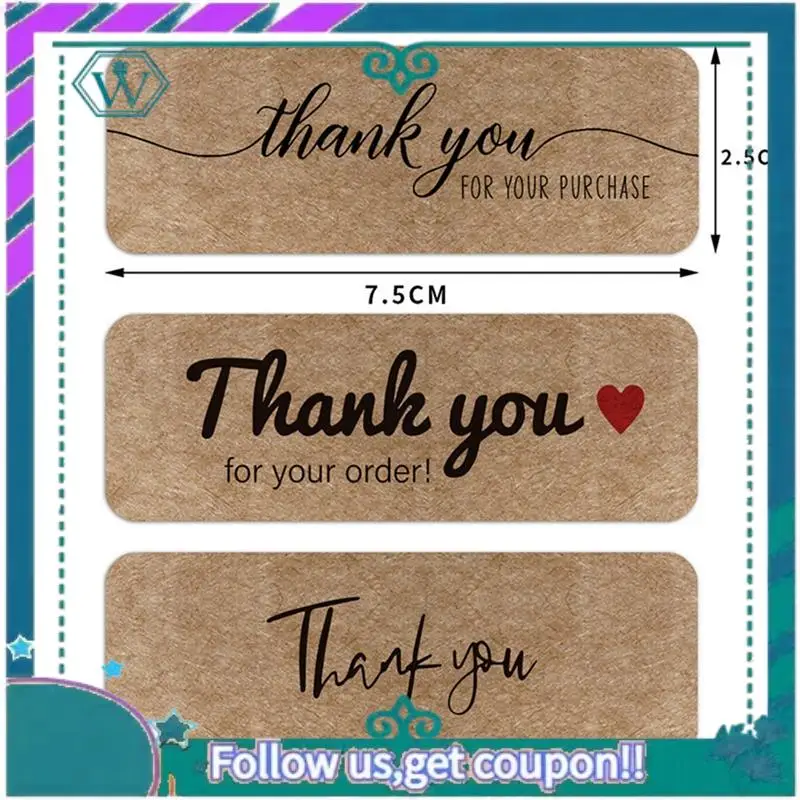 1440Pcs Thank You Stickers Set Kit Thank You Stickers Label Roll Thank You Kit For Envelope Retail Store 75X25mm