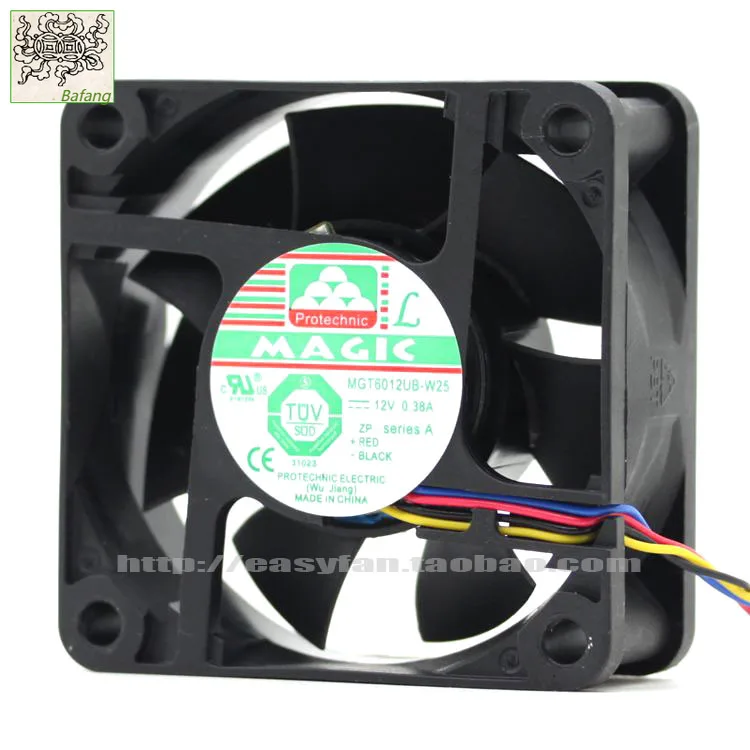 

jinlingge For MAGIC Protechnic MGT6012UB-W25 6025 12V 0.38A 6CM 4PIN cooling fan