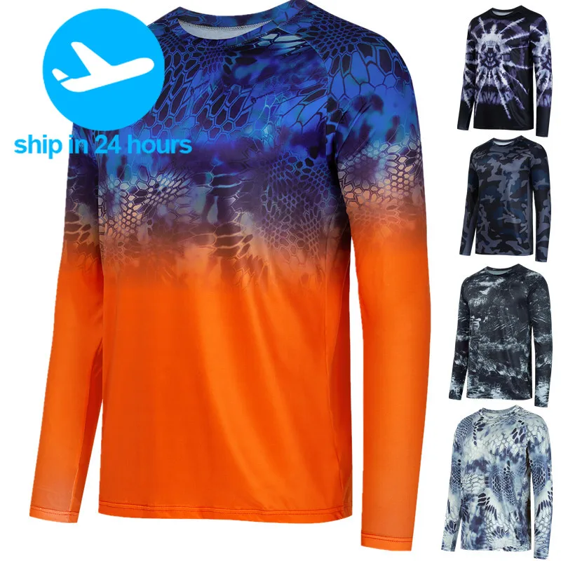 New Green Skeleton Men's Long Sleeve T-shirt Fishing Shirt Outdoor Sunscreen Sweatwicking Quick Drying Men's Fishing Top