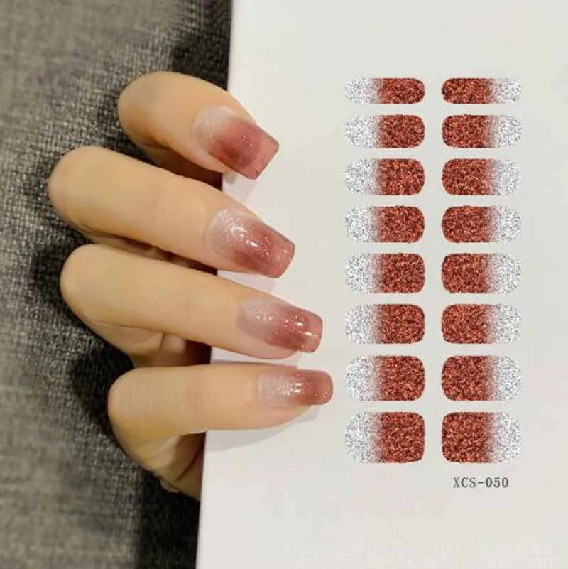 Glitter Nail Stickers Full Cover Stickers Nail Art Self Adhesive Stickers Manicure Waterproof Nail Stickers Pegatinas Ara Uñas