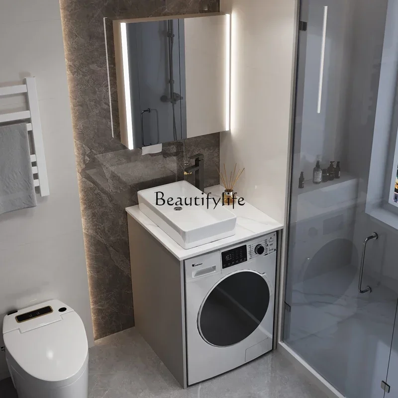 

Drum Washing Machine Wash Basin All-in-One Cabinet Toilet Stone Plate Table Basin Bathroom Cabinet Combination