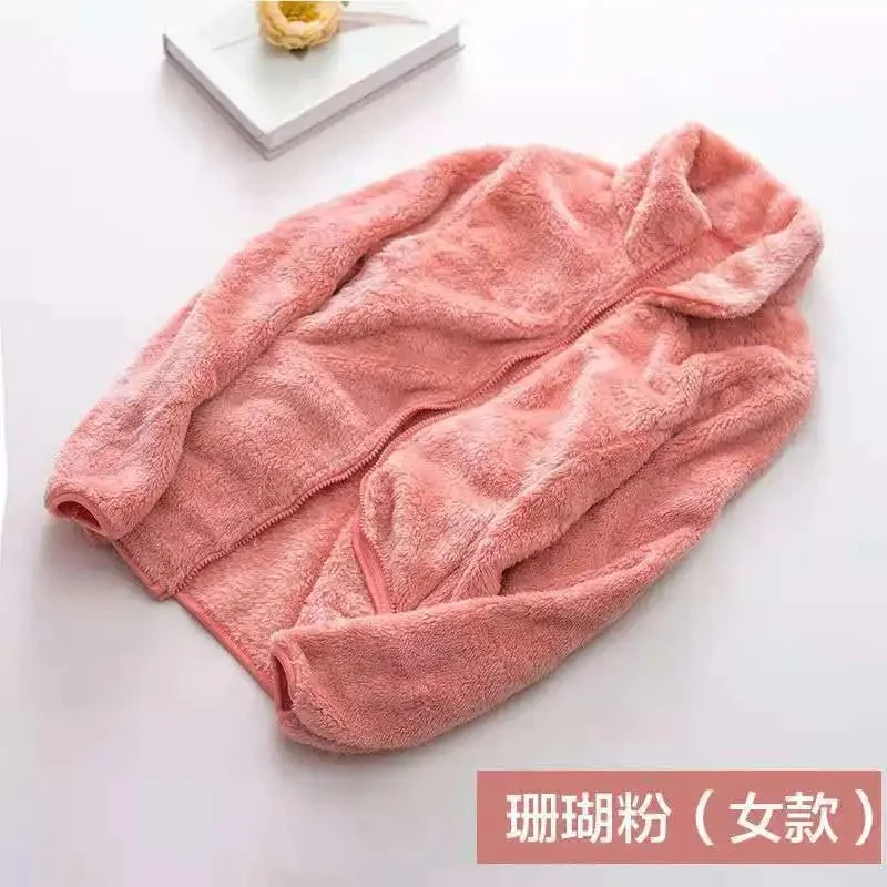 2023 Coral Fleece Outdoor Fleece Top Women Autumn Winter Warm Sweater with Thickened Plush Double sided Long Plush Cardigan Coat