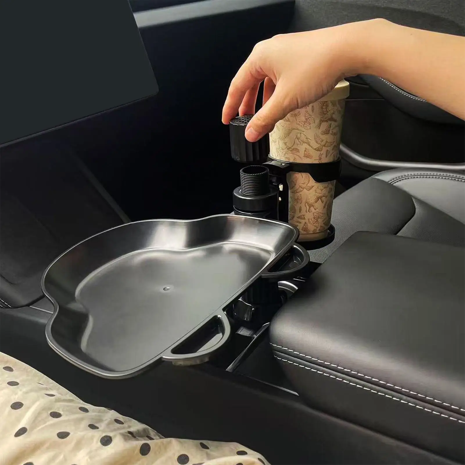 Cup Holder Tray For Car 360-Degree Rotation Food Rack Cup Holder Food Eating Tray For Seat Truck Kids Travel Desk Backseat Road