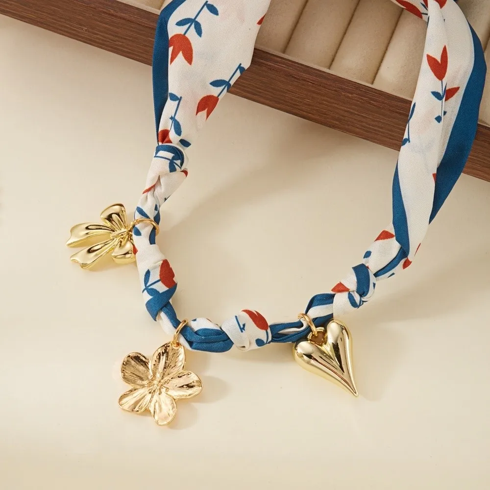 Fashion Strawberry Scarf Cherry Sunflower Ribbon Choker Colorful Pendant Gifts