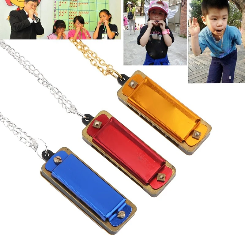 

3 Piece Mini Harmonica Key Of C Red & Blue & Yellow Musical Instruments Supplies 4 Holes 8 Tones Harmonica