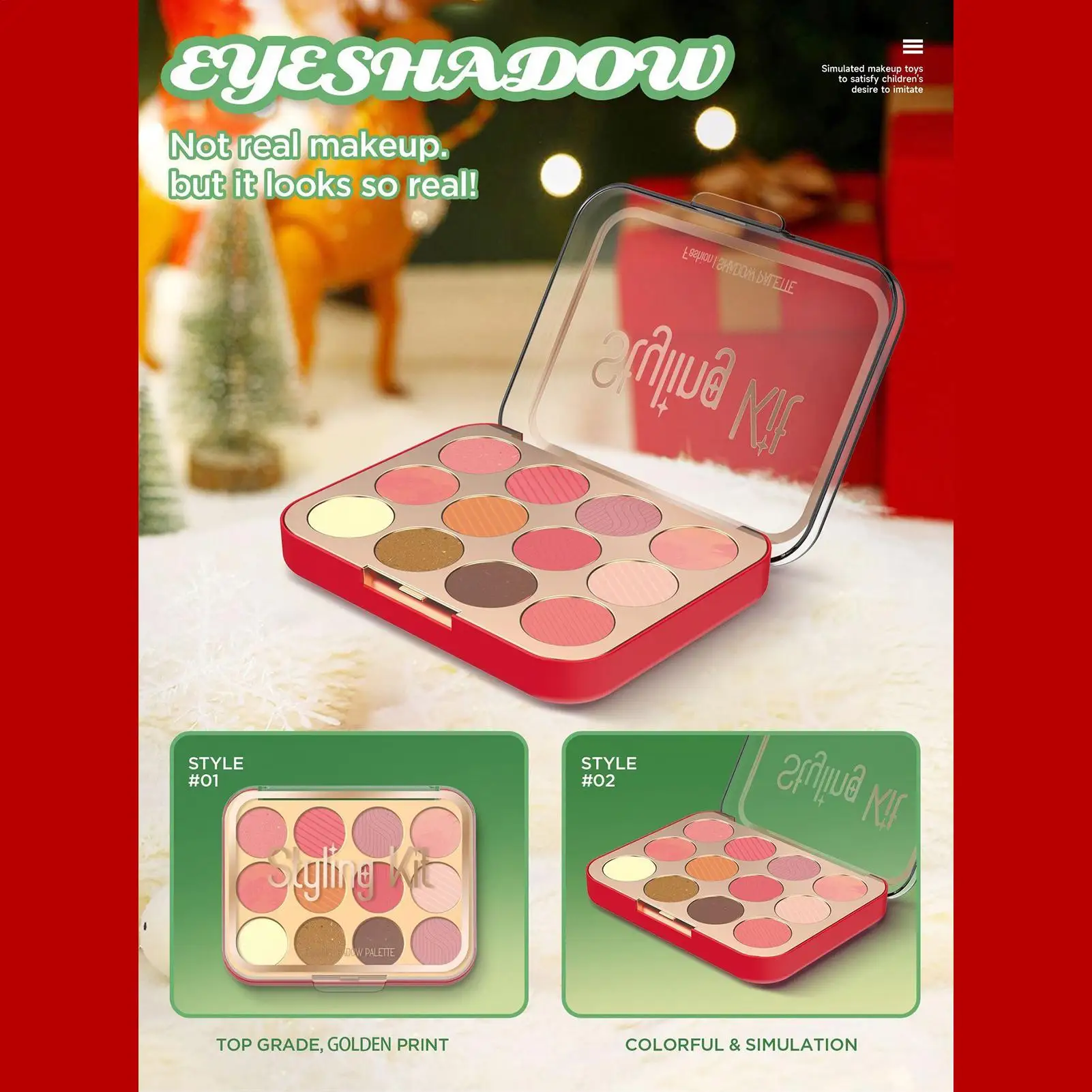 Pretend Makeup Girls Christmas Fake Cosmetic Set Realistic Toddler Pretend Play Makeup Kit For Birthday Christmas Preschool