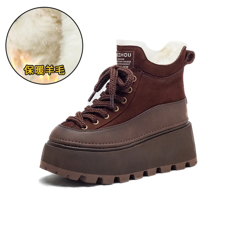 

2026 New Year Winter Wool Warm boots Retro Style Comfortable Snow Boot Thick Bottom Short Boots genuine Leather Women's Shoes