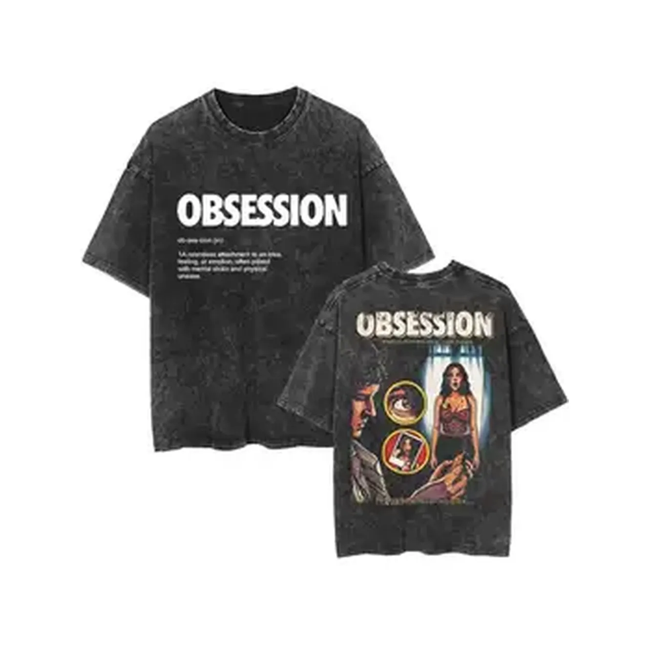 Obsession Horror Movie Oversized T shirt 100% Cotton Vintage Washed T-shirt for men women hiphop streetwear OBS10