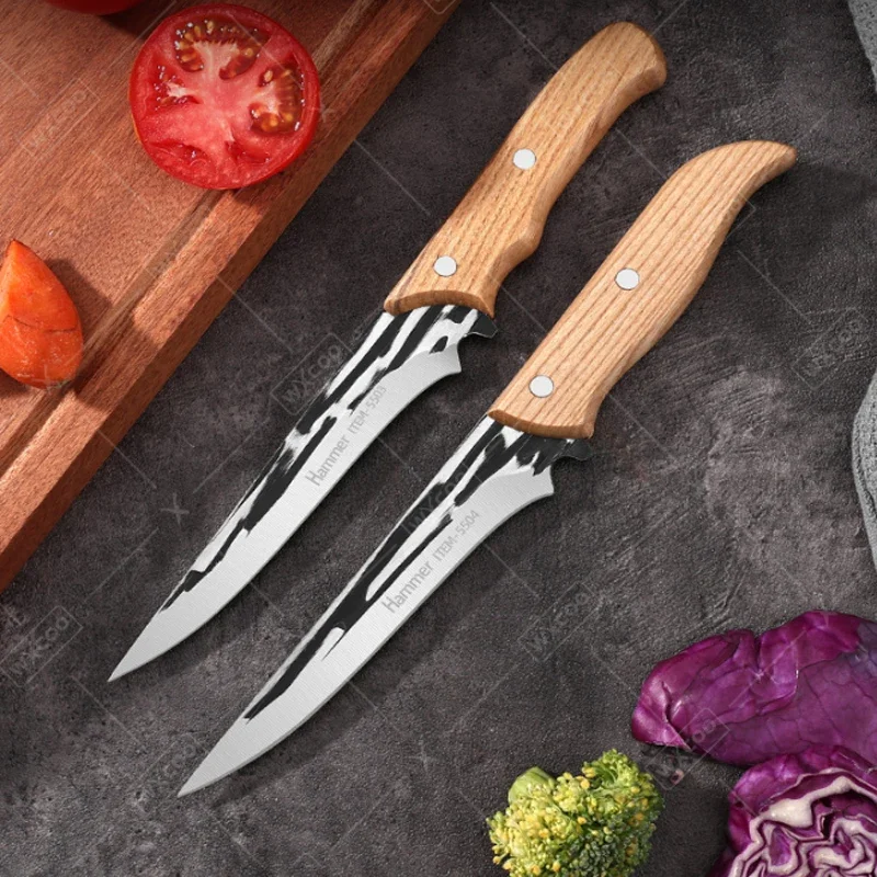 WXCOO Professional Hand Forged Boning Knife Ergonomic Grip Kitchen Knife Meat Cleaver Multi-Purpose Fruit Vegetable Cutter
