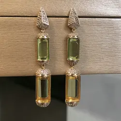 Bilincolor Fashion Green and Yellow Earring for Women