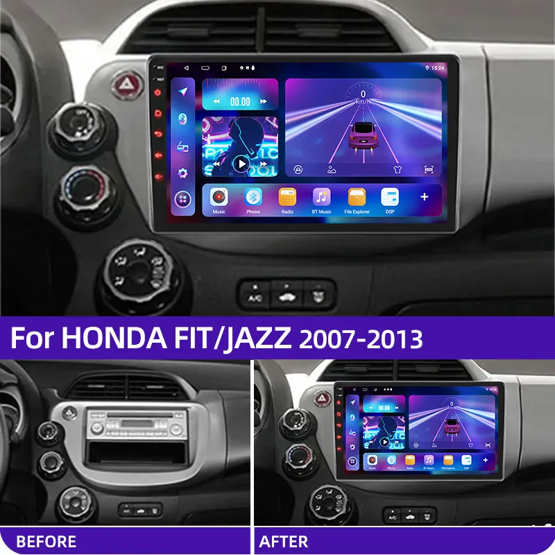 Android 12 Rádio Do Carro para HONDA FIT JAZZ 2007-2013, Reprodutor De Vídeo Multimídia, Conexão Espelho, Unidade De Cabeça De Tela Dividida, 2 Din,