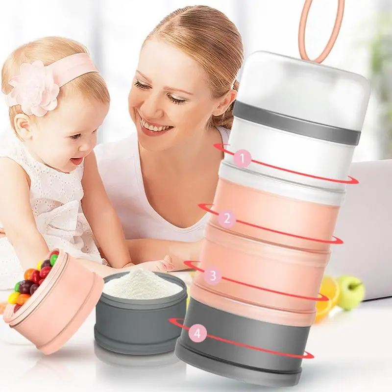 Stackable Milk Powder Dispenser Large Capacity Formula Container 4 Layers Stackable Formula Dispenser Container Mixer Bottle