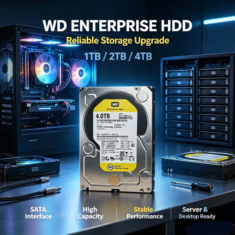 WD Gold Enterprise SATA Mechanical Hard Drive,1TB/2TB/3TB/4TB, For Desktop, Security Monitoring, NAS & Media Jukebox
