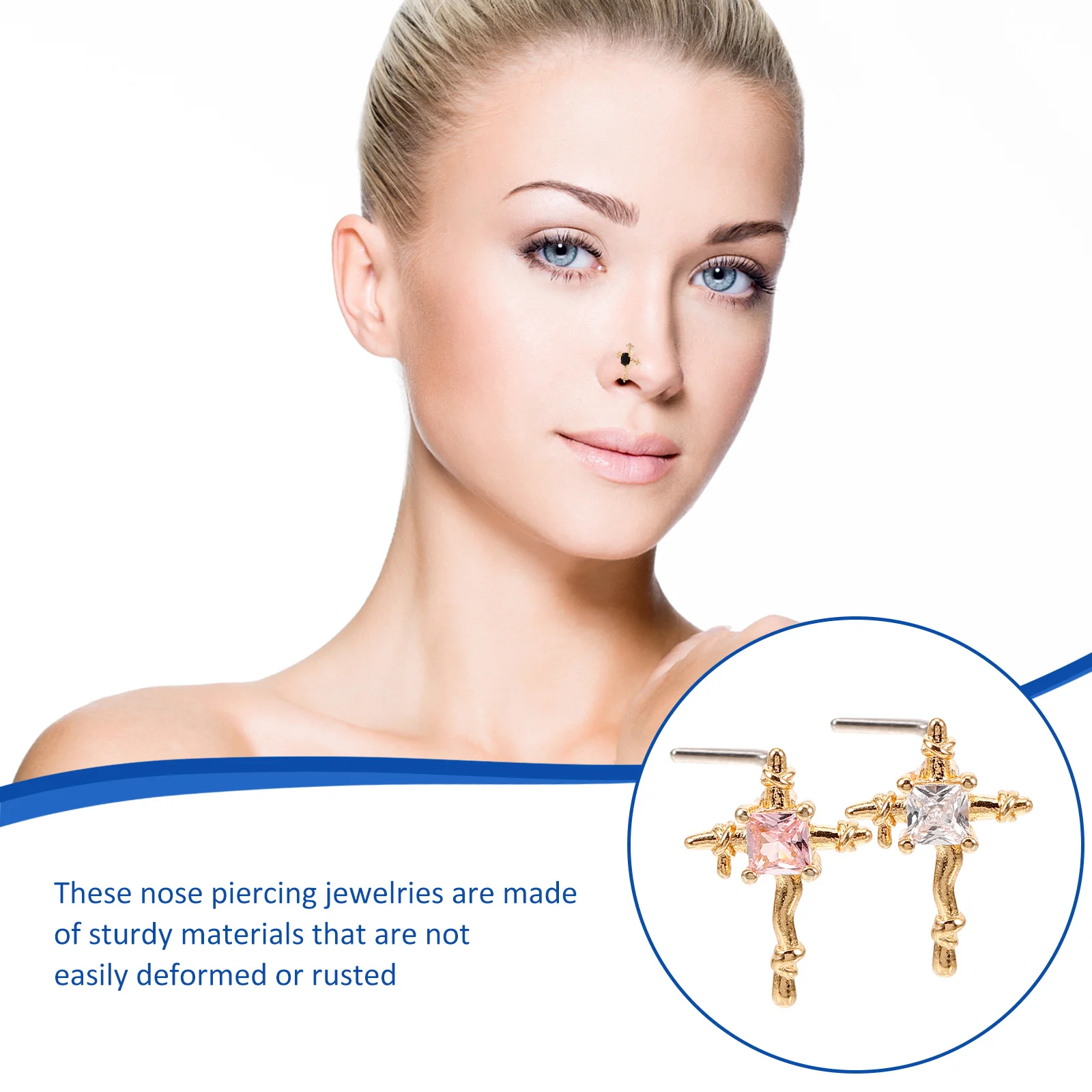 

5Pcs Small Cross Nose Studs Fashionable Nose Ring Studs for Women Minimalist Design Unique Piercing Jewelry Gift Idea